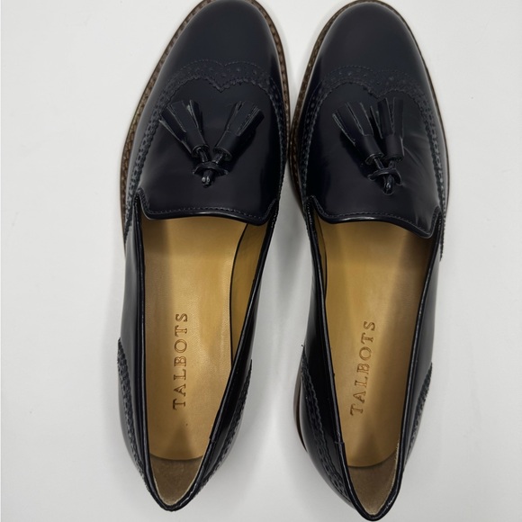 Talbots Women’s Navy Blue Napa Leather Leighton Brogue Loafers Sz 6.5 - Picture 7 of 9